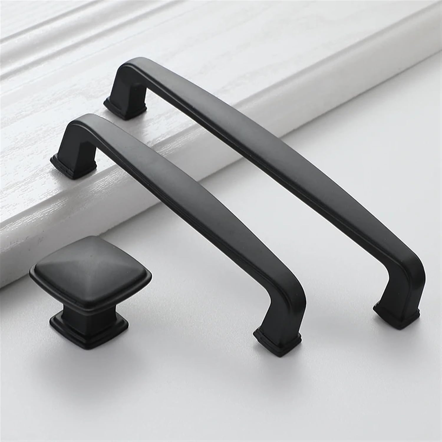 Modern Black Cabinet Handle Square Furniture Hardware Stainless Steel Kitchen Door Knobs Cupboard Wardrobe Drawer Pulls 1Pcs (Color : 675-128mm)