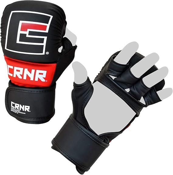 Combat Corner MMA Spar Gloves for Men and Women - MMA, Kickboxing, Muay Thai Sparring Training Gloves | Black