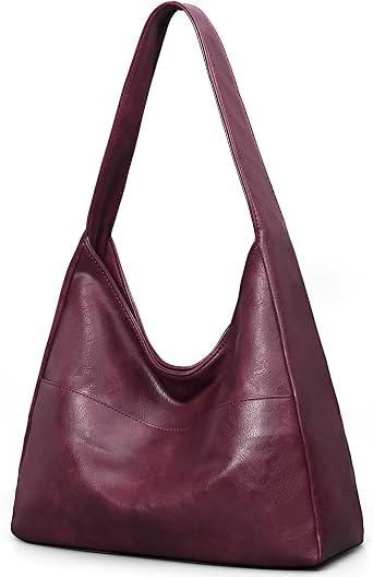 Sinuoda Slouchy Shoulder Purses for women,Red Cute Hobo Bags,PU Leather Tote Handbag for Travel Shopping Work