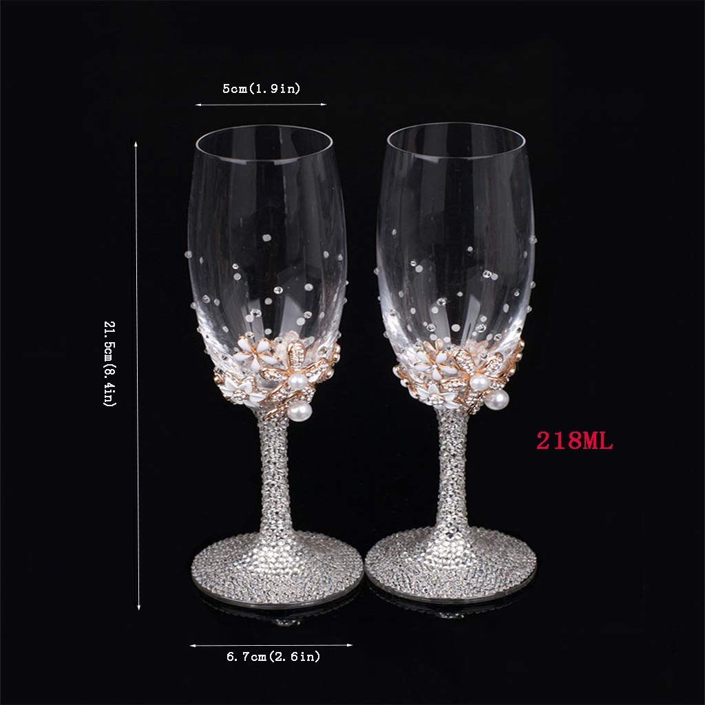 Flûtes à Champagne 2 Diamant Mariage Champagne Grillage Flûte Ensemble Ménage Gobelet Cristal Verre À Vin Verre À Vin Famille Rassemblement Verres À Champagne