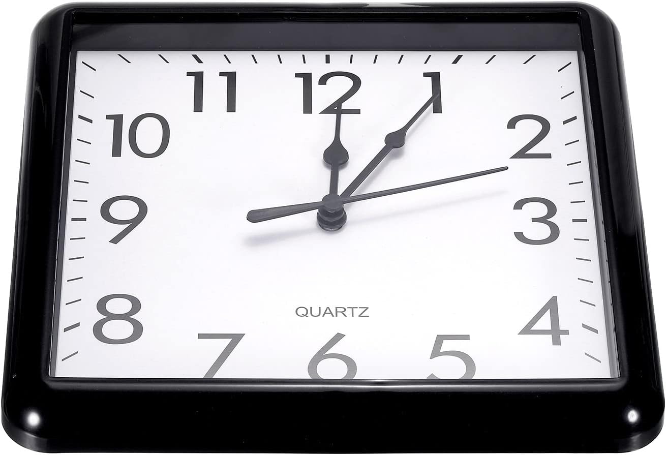 PATIKIL 9x9 Inch Wall Clock, Quartz Battery Operated Silent Non-Ticking Square Wall Clocks for Office Bedroom Decorative, Black