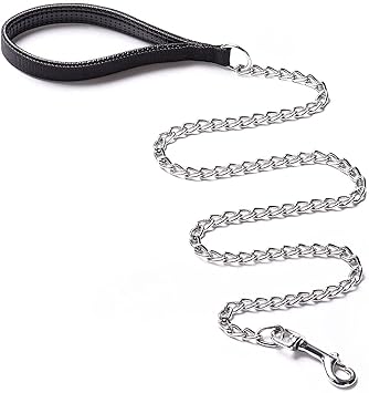 Woofy Heavy Duty Dog Leash,Metal Dog Leash Dog Chain with Padded Handle for Large & Medium Size Dogs- Color May Vary