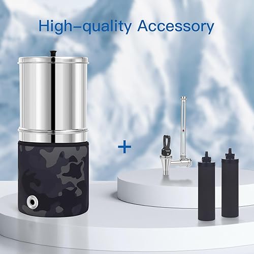 Miniatura 7 de Sistema de filtro de agua por gravedad de 2.25 G, certificado NSFANSI 42, con 2 filtros de carbono negro y espiga de acero inoxidable, reduce el