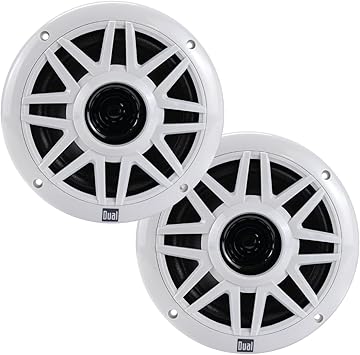 Dual Electronics DMP623 High Performance 6.5" Marine Radio Speakers Pair | 100 Watts Peak Power 20W RMS per Speaker | Weather & UV Resistant | White