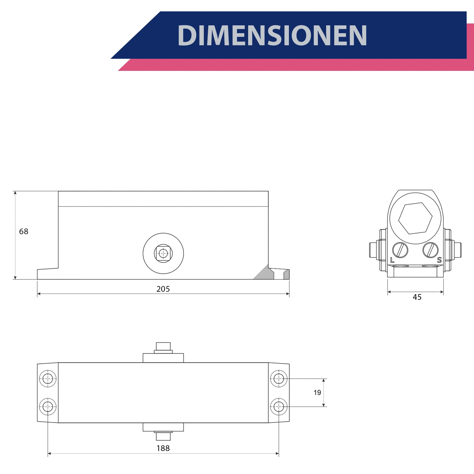 APECS Ferme-porte hydraulique automatique pour porte intérieure et porte d'entrée - Largeur des portes jusqu'à 105 cm - Poids jusqu'à 100 kg - Argenté