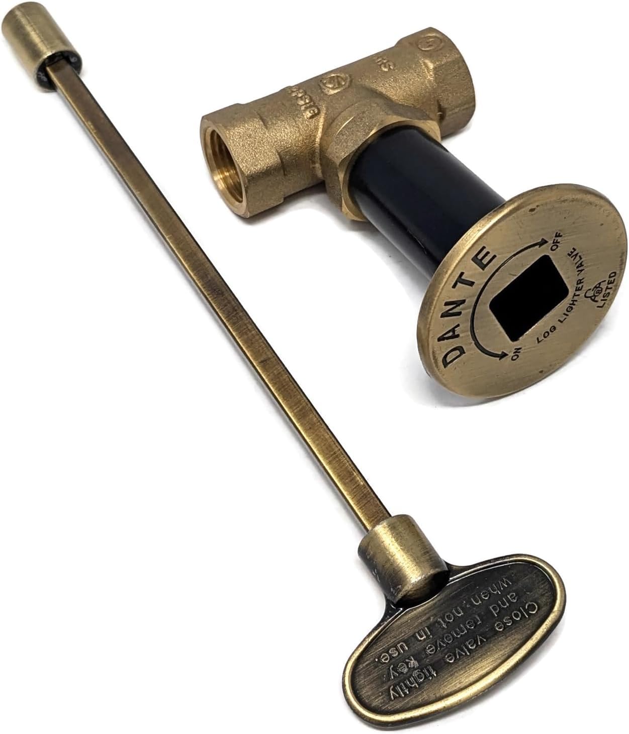 Midwest Hearth Gas Fire Pit Key Valve Kit - 1/2" NPT - Antique Brass