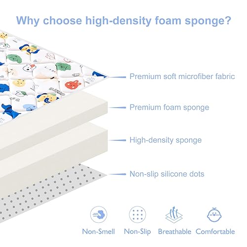 Miniatura 4 de Tapete de juego de espuma prémium para bebés de 50 x 50 pulgadas, tapete grueso de una sola pieza, tapete para bebé, tapete de piso para bebé,