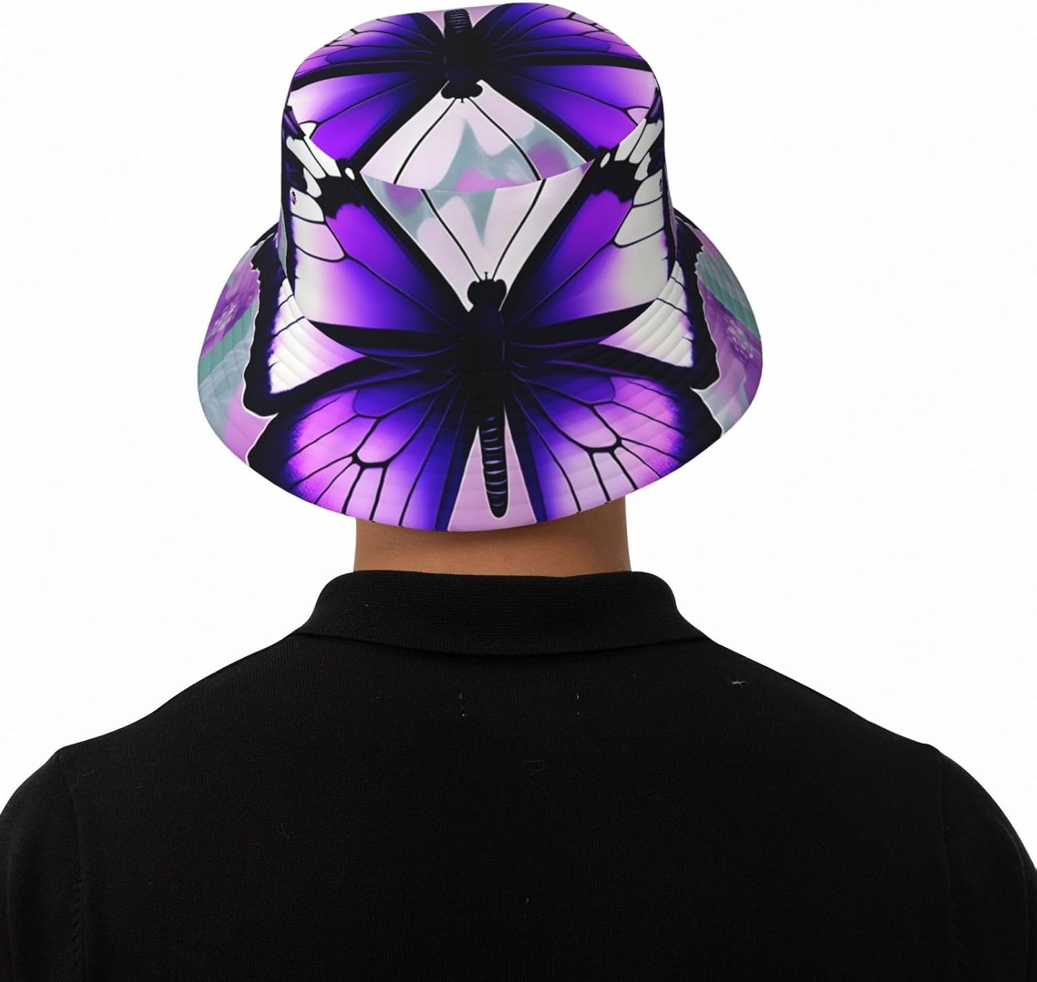 Purple Butterfly Print Sun Hat Outdoor Fisherman Cap Summer Bucket Hat Beach for Men Women
