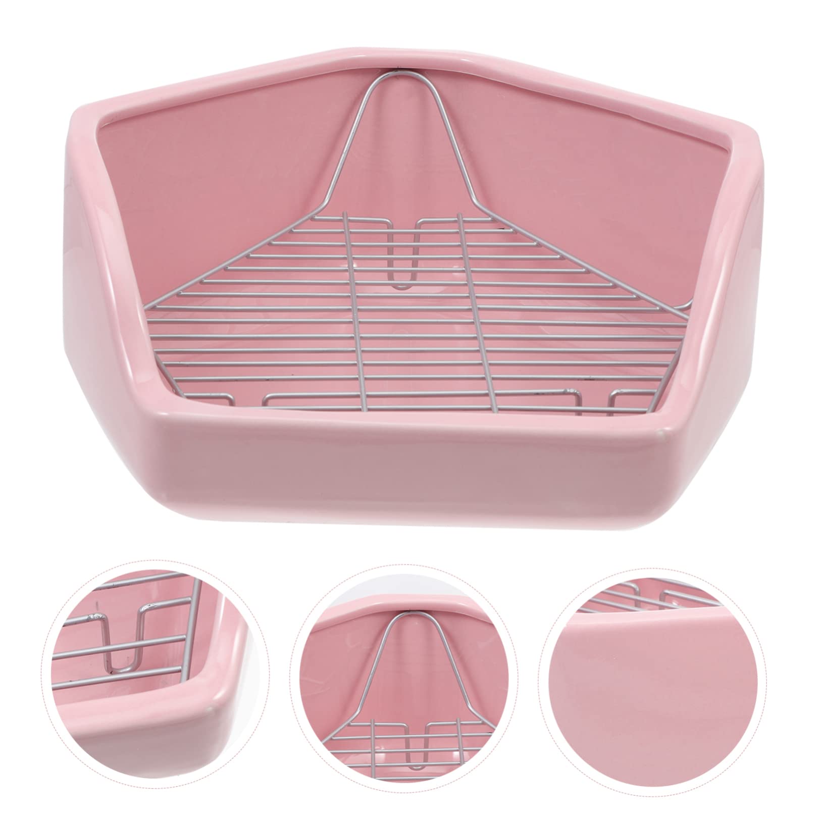 Beschwerte Keramik Kaninchen Toilette, Fünfeckig, Rosa, Kippsicher