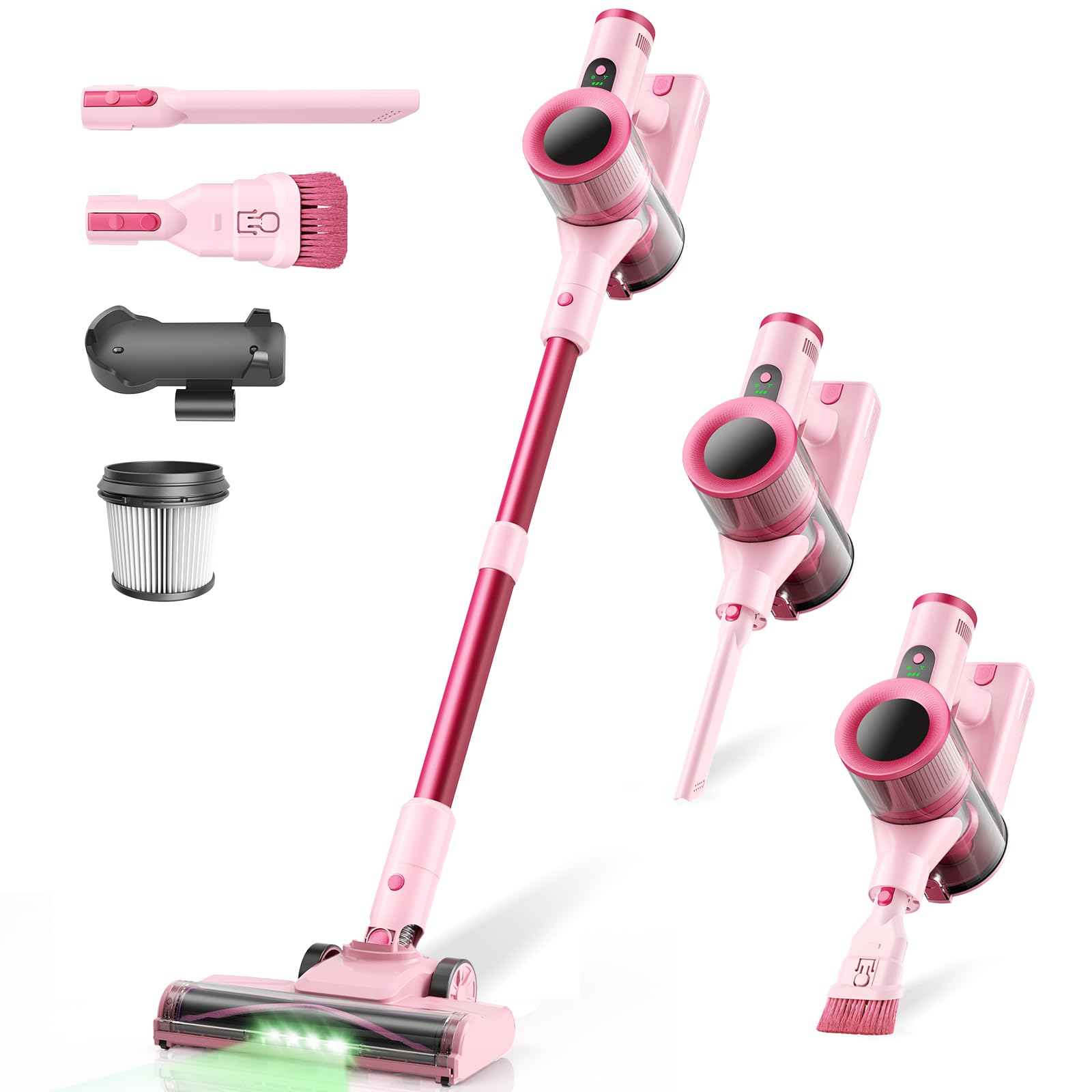 Aspirapolvere Senza Fili, 45KPa 50Mins Scopa Elettrica Senza Fili con Autoportante, Display LED intelligente,Leggero aspirapolvere ricaricabile antigroviglio,Potente per Pavimenti/Tappeti/Peli Animali