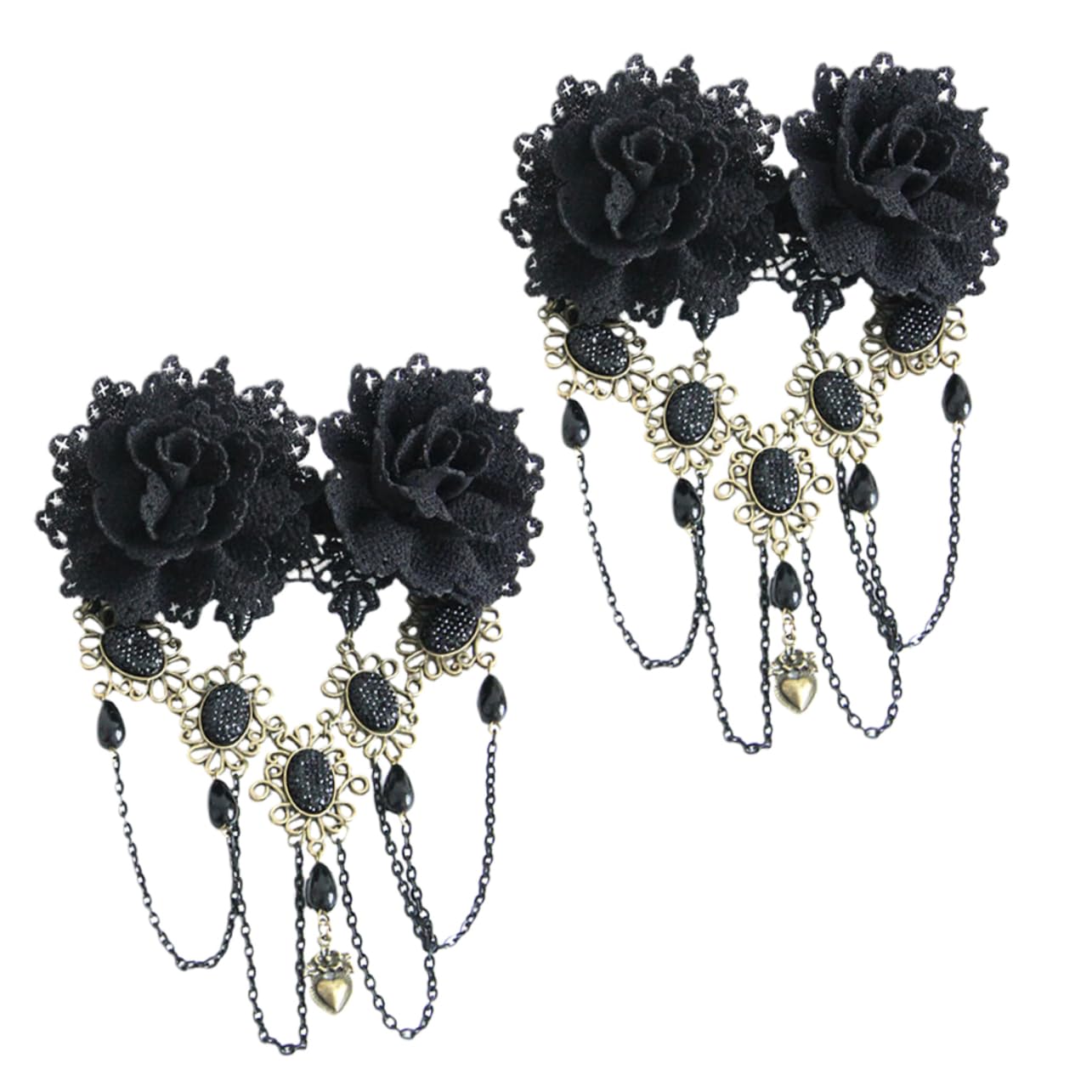 Beaupretty 4 Piezas sombreros de flores negras tiara horquillas negras pasadores de pelo pasador de pelo de flor pasadores góticos las flores sombrerería emitir tarjeta