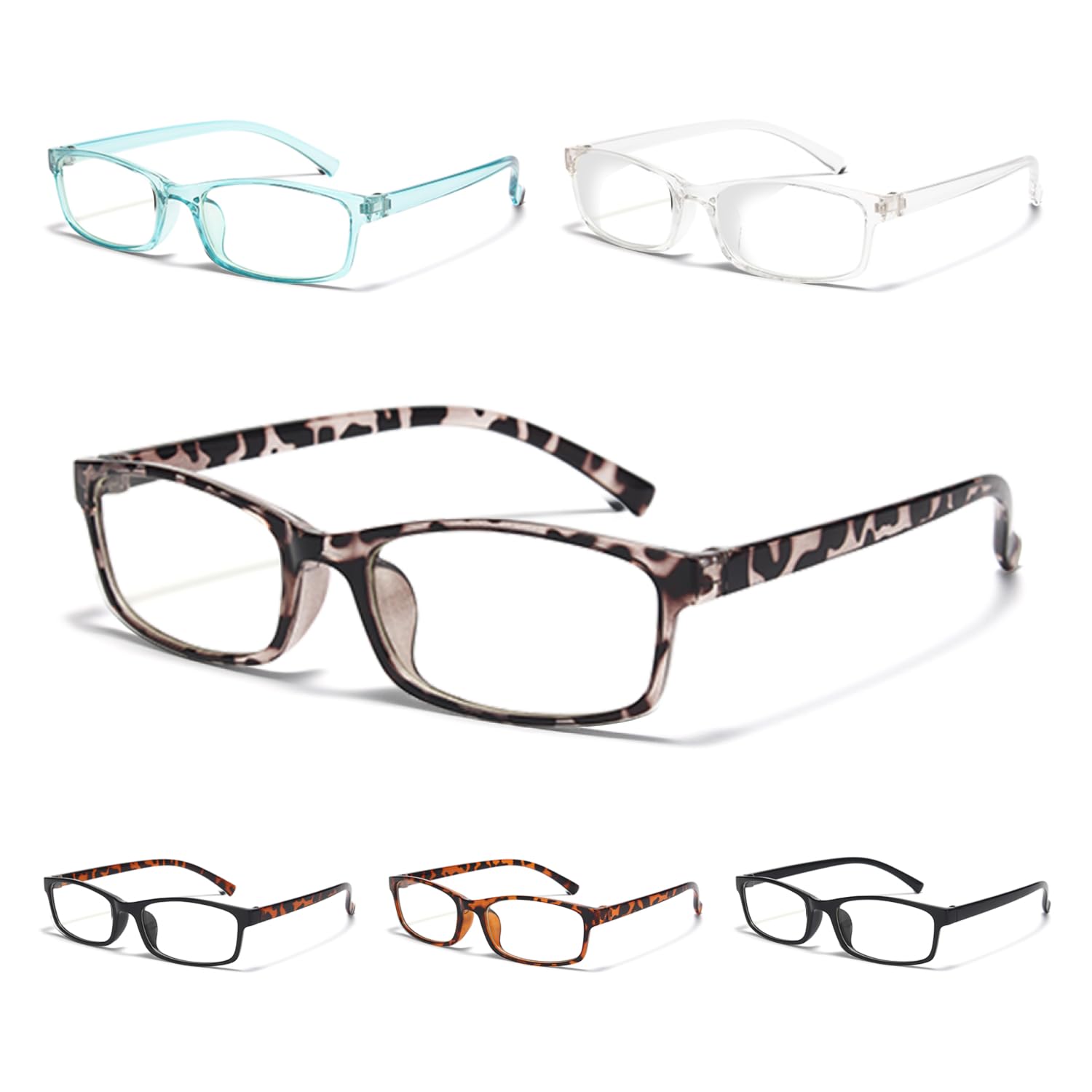 Gaoye - Juego de 6 lentes de lectura con bloqueo de luz azul para mujeres y hombres, lectores de lupa, lentes anti UV con 6 fundas de piel, 6 colores x 1, mediana