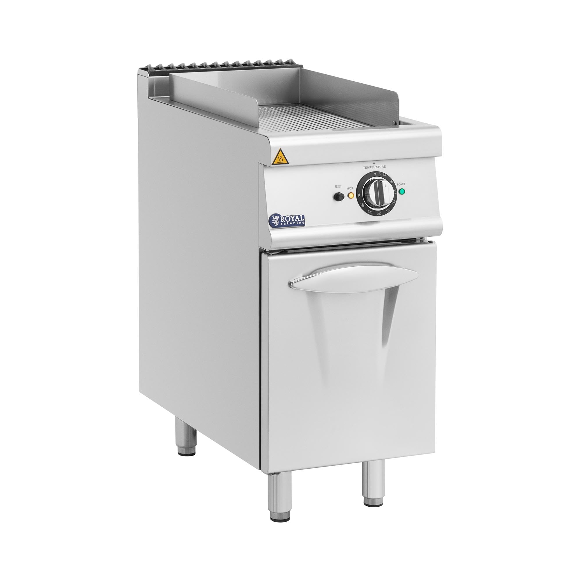 Royal Catering Plancha eléctrica fry-top 5,4 kW ondulada mueble bajo 40 x 70 cm serie Pro 730 Plancha de cocina Parrilla eléctrica Plancha de asar eléctrica Fry-top