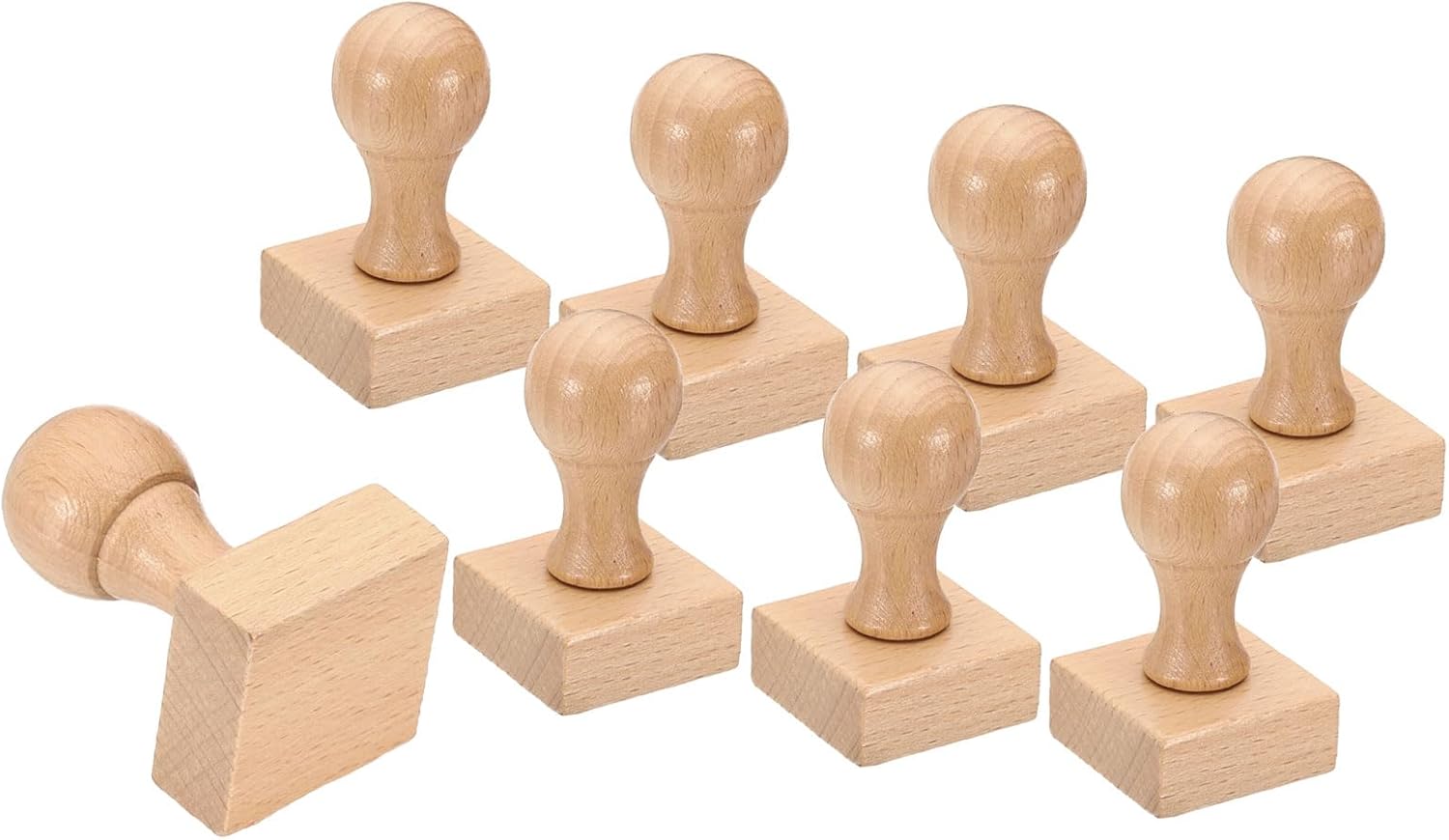 PATIKIL 60mm Stamp Wood Square Handle, 8 Pack Wooden Knobs Stamp Mounts Drawer Pulls for Stamp Making DIY Crafting Scrapbooking, Brown