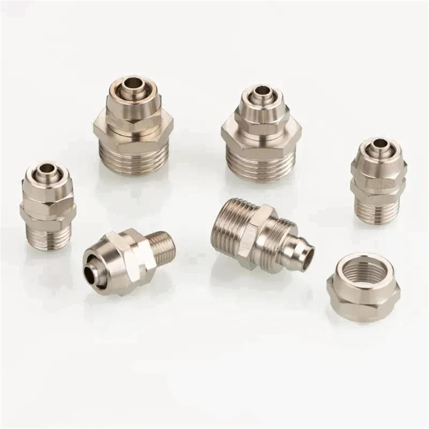 Pneumatic Connector Quick Screw Adapter Copper Nickel Plating PC6 8 10mm Fast Twist Joint Male Thread 1/8 1/4 Hose FIittings(6-M5)