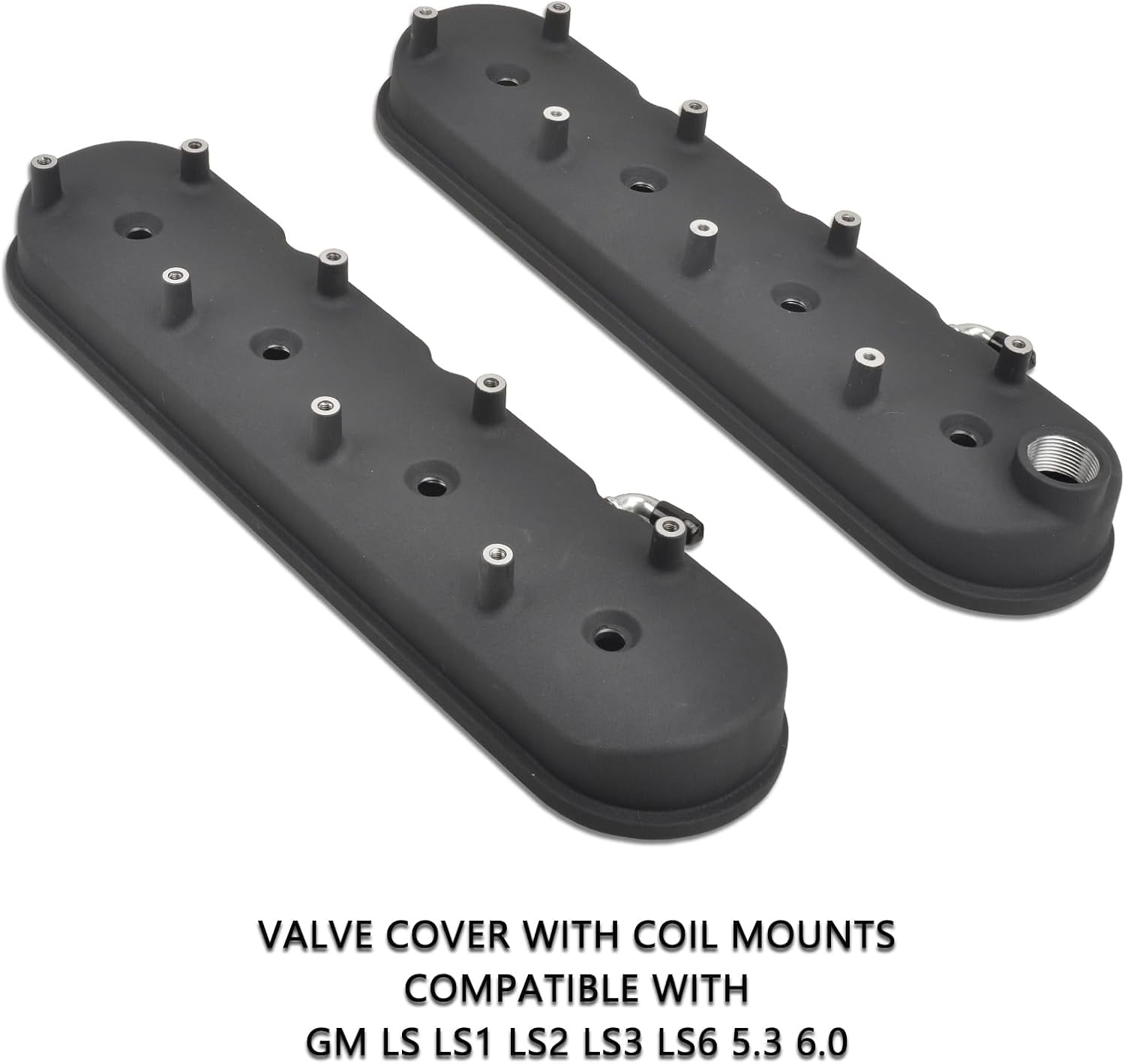 Cast Aluminum Engines Valve Cover with Coil Mounts Compatible with GM LS LS1 LS2 LS3 LS6 5.3 6.0 - Black