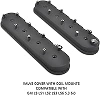 Vista 5 de Cubierta de válvula de motores de aluminio fundido con soportes de bobina compatible con GM LS LS1 LS2 LS3 LS6 5.3 6.0 - Negro