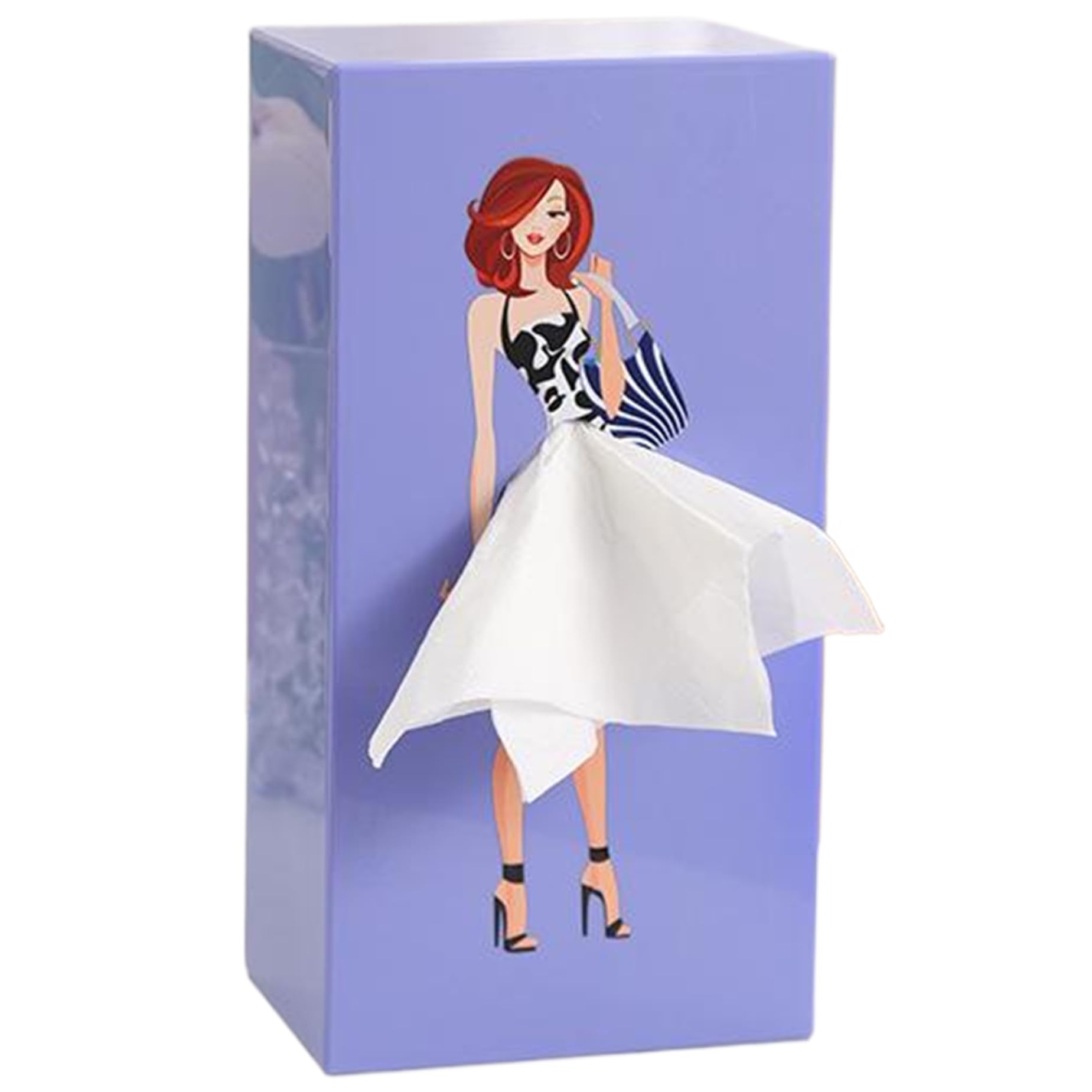 CAKEEYUM Tissue Holder Cartoon Lady Skirt Tissue Box 10x5x4 ABS Cute Box Cover Reusable Hanging Cover for Facial Tissues, Napkins, Home Office Countertop home