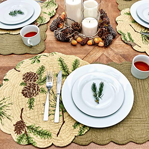Image of Woodland Retreat Pinecones 100% Cotton Round Single Placemat 17 inch