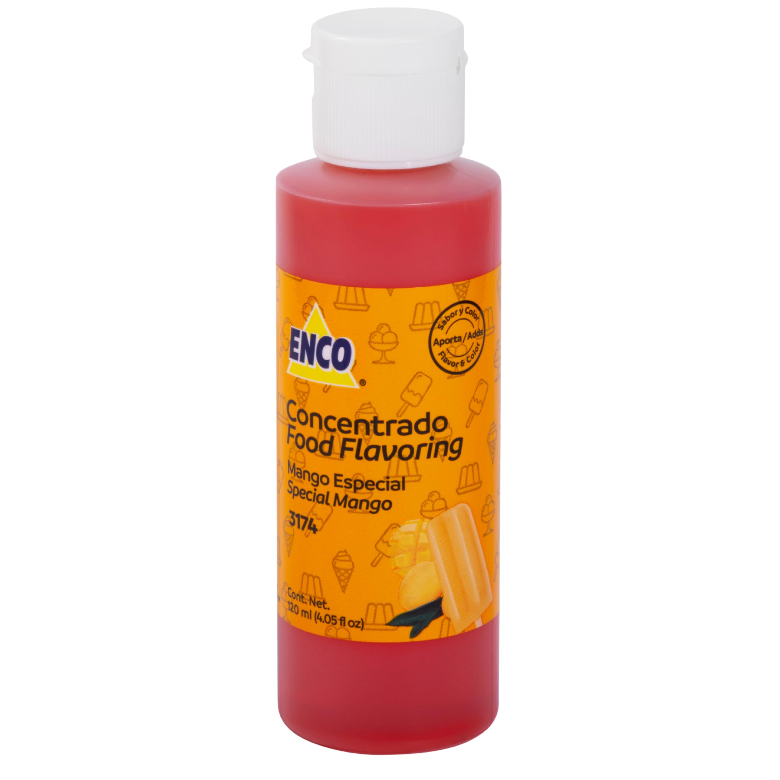 ENCO Flavoring 4.05 fl.oz (120ml) for ice cream, popsicles, aguas frescas, jellies, and more (adds flavor and color) (Special Mango)