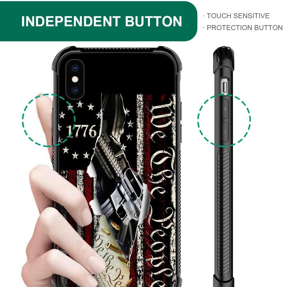 DJSOK Compatible with iPhone XR Case，Design Pattern Back Bumper Anti Scratch Reinforced Corners Soft TPU Caver,Cases for Men Women-Classic American Flag 1776 We The People - Image 3