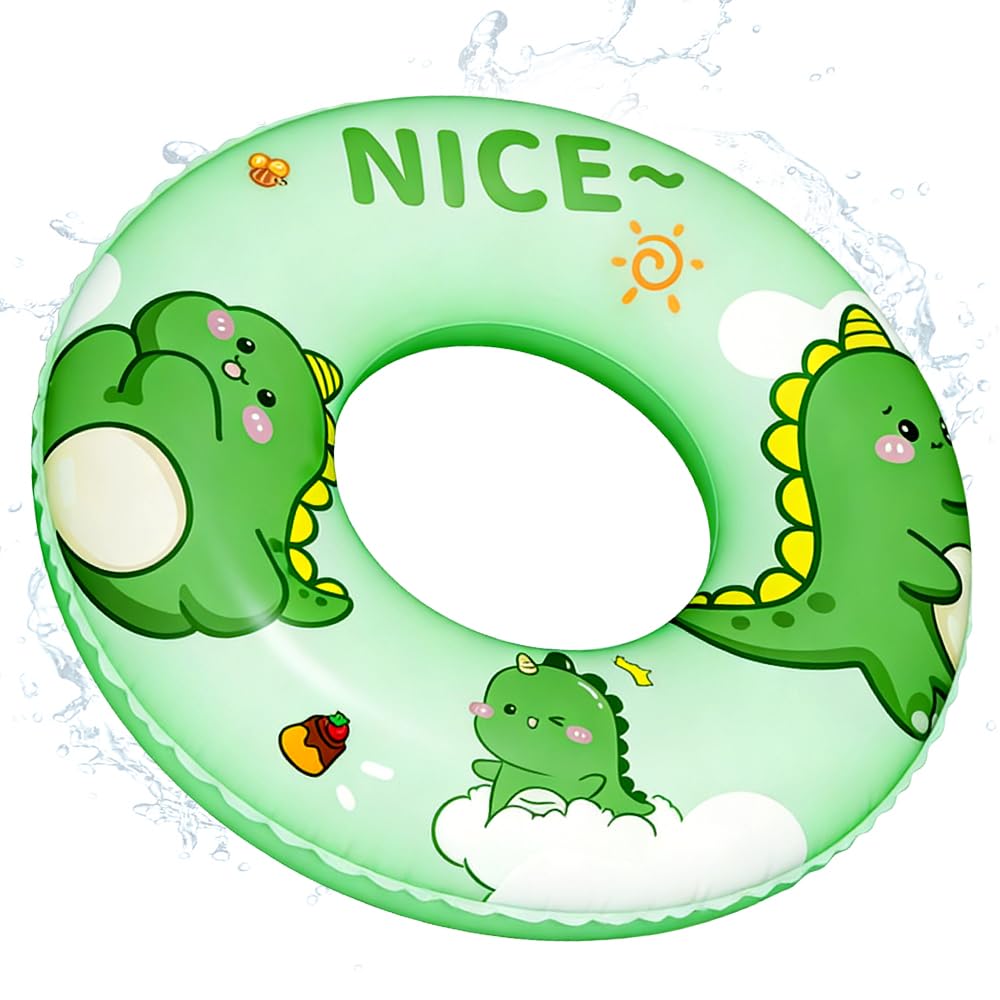 Inflatable Swim Tube Raft Dinosaur, Inflatable Pool Floats, Pool Floats, Pool Tube Rings, Swim Tubes with Dinosaur Fruits Painting, Beach Swimming Party Toys for Adults