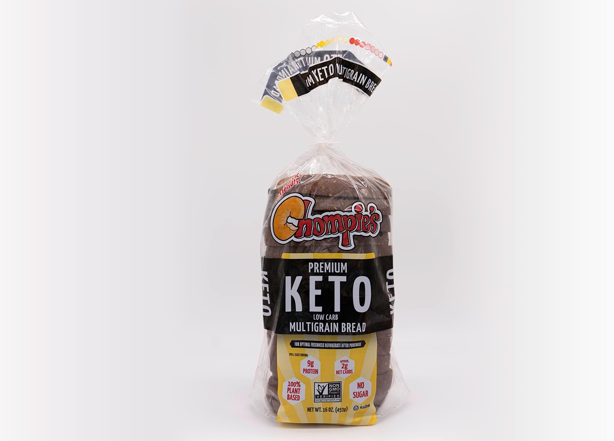 - Chompie's Low-Carb Multigrain Bread 2g Net Carbs per slice - 1 lb loaf - (2-Loaf Pack)