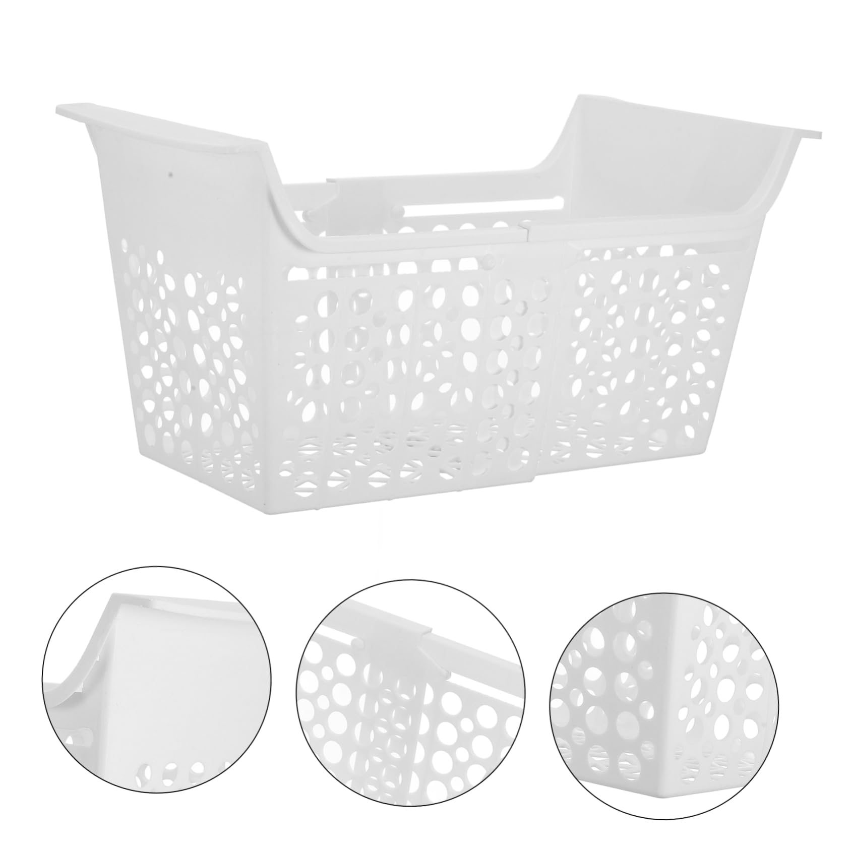 NUOBESTY Cesta Extensible y Plástico Blanco para Congelador Organizador de Almacenamiento Longitud Ajustable Orificios de Drenaje Clasificar Alimentos Adecuado