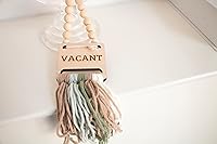 Vista 5 de Decocove In Use Vacant sign - Door Hanger Sign for Home, Office, Restroom, Conference Room and Bathroom - Farmhouse Rustic Boho Decor - Bathroom