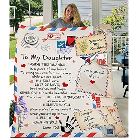 AILUER Fleece Blanket to My Daughter from Mom Dad You are My Sunshine Blanket Ultra-Soft Micro Light Weight Warm Bed Throw Blanket (to My Daughter, 60 inchx50 inch) Cover