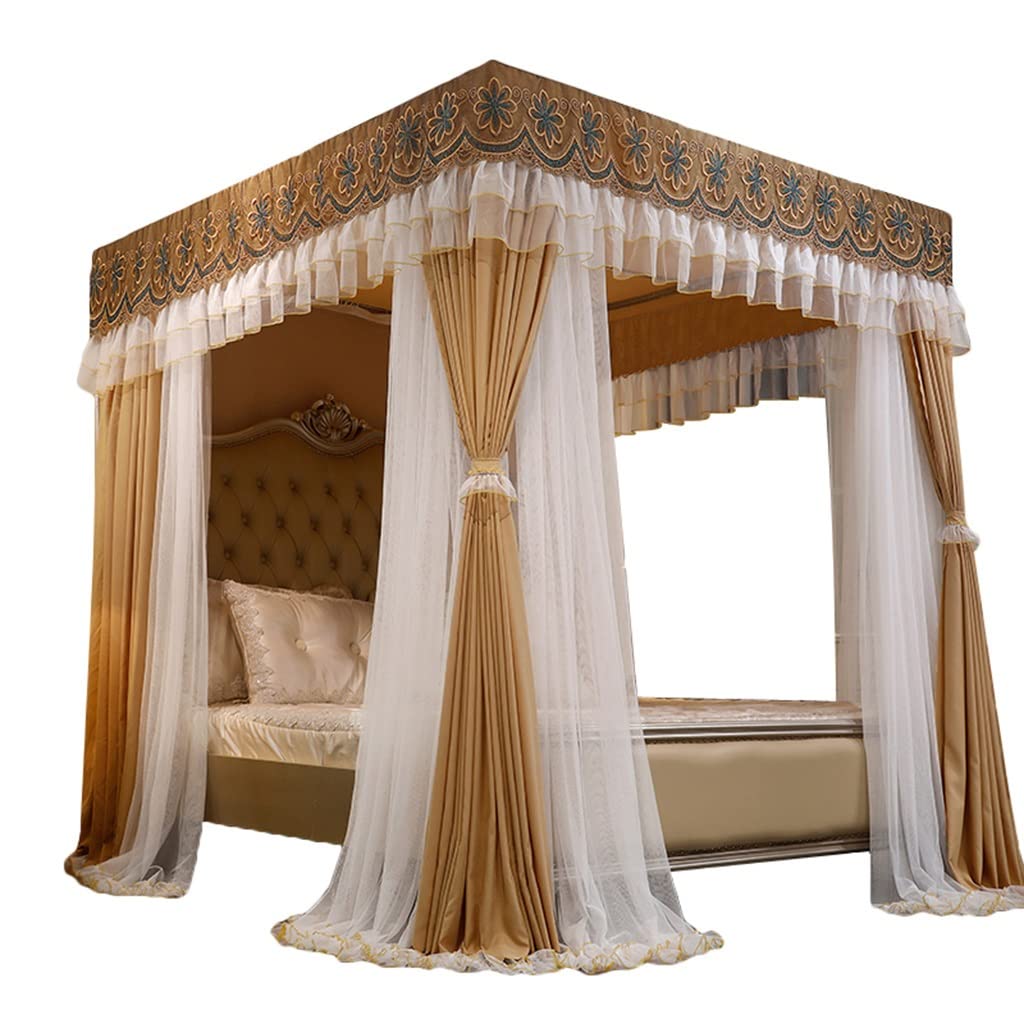 Auvent de lit double couche amovible OKUOKA pour habiller un lit de chambre sans baldaquin