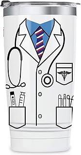 Onebttl White Coat Ceremony Gifts for Doctors - 20 oz/590 ml Stainless Steel Insulated Tumbler with Straw, Lid - Medical School Graduation Gifts for New Doctor, Med Students - (White)
