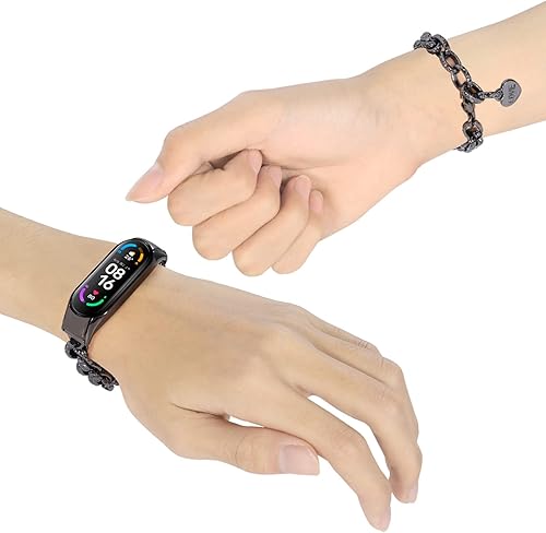 Miniatura 10 de Barcelet - Pulsera de acero inoxidable para mujer, pulsera de metal para Mi Band 5Mi Band 6 (R01)