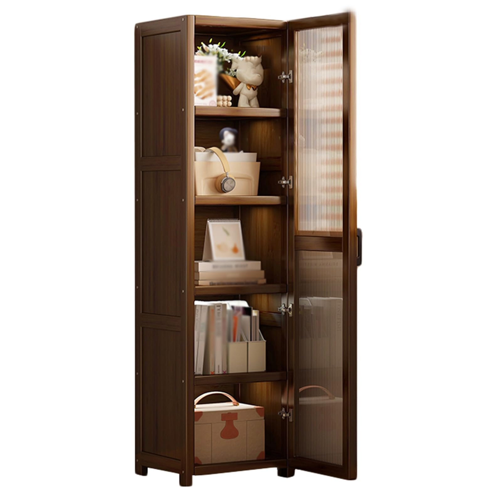 ASerZenith Industrial Corner Bookshelf With 6 Layers Multi Layer Storage Rack For Small Space Office Brown (One Color 6Tier)