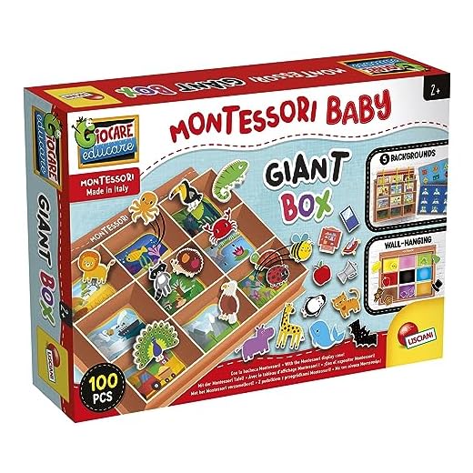 Lisciani - Montessori - Caja Gigante - Juego Educativo - Fondo Intercambiable - Muchas Actividades - Clasificación de Objetos - Para Niños a partir de 2 años