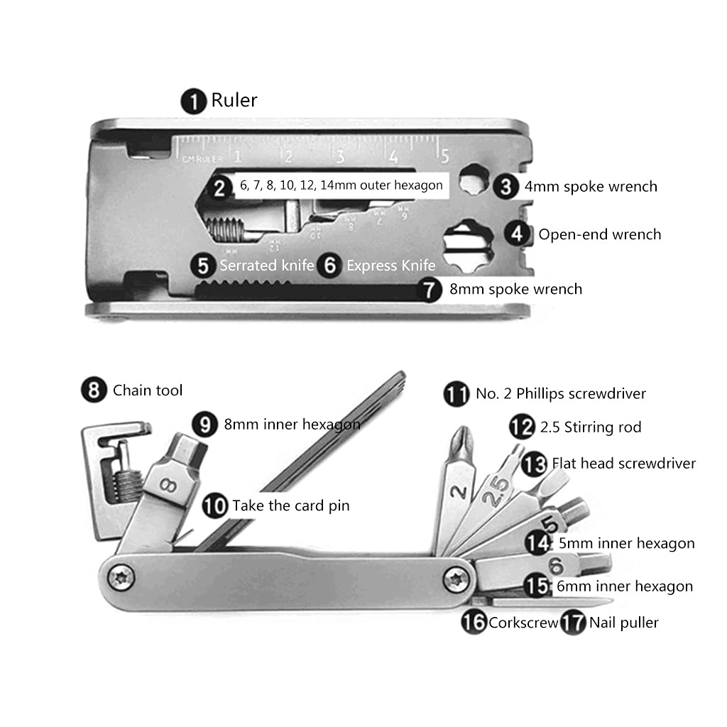 Stainless Steel Multifunction Bike Repair Tool Handheld Folding Cycling Repair Tool