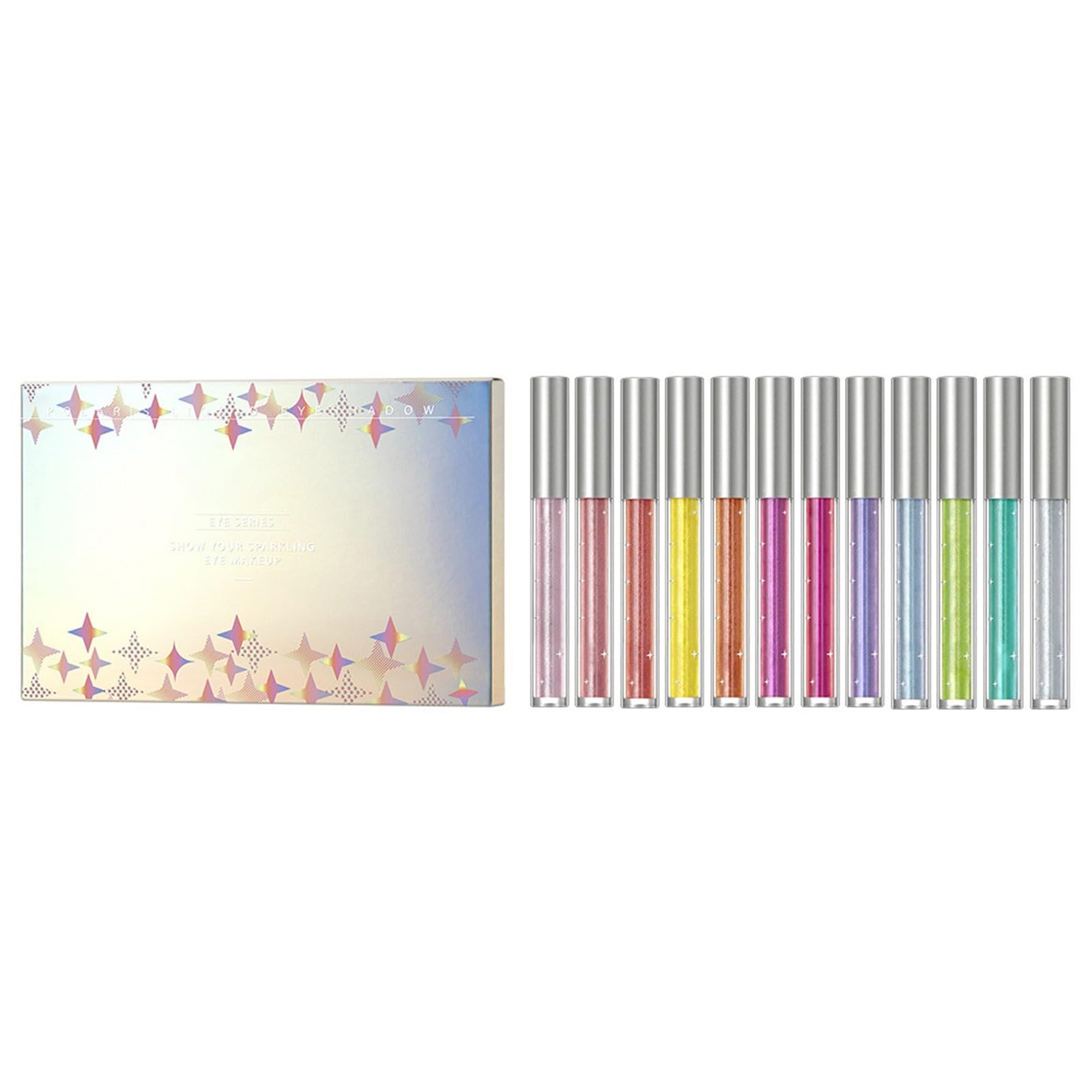 Pack de 12 sombras de ojos con purpurina líquida, 24 ml, set de regalo de secado rápido y de color astigmatismo adecuado para (A Talla única)