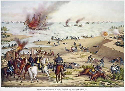 Monitor Vs Merrimack 1862 Nthe Battle Between The Monitor And The Merrimack 9 March 1862 Lithograph 1889 By Kurz & Allison Poster Print by (18 x 24)