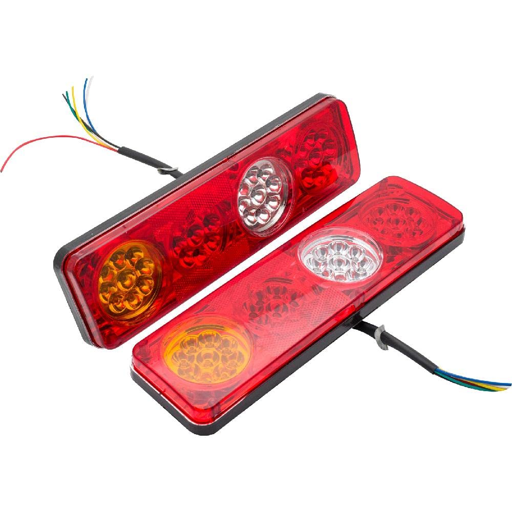 Riloer 2pcs 12V Luces traseras LED, Luces de freno traseras impermeables Luces indicadoras de marcha atrás, Universal para coche Camión Furgoneta Remolque Camión Caravana