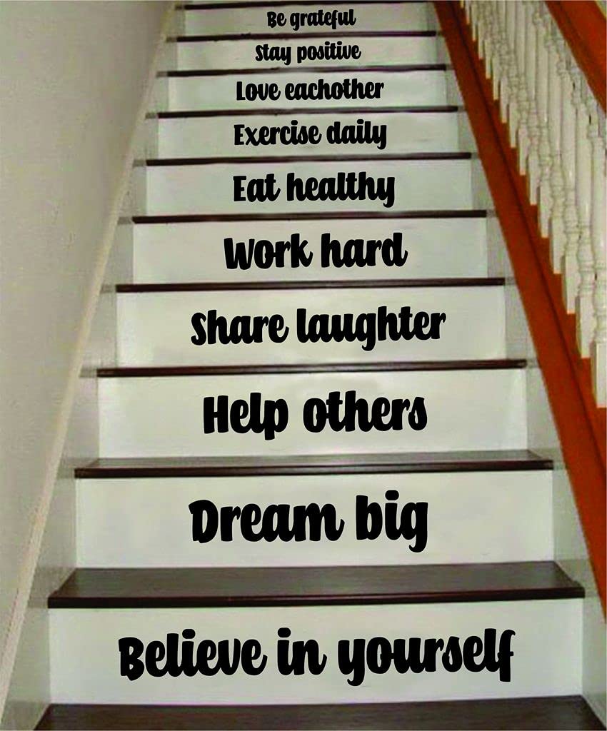 VVWV Believe in Yourself Quotes Stair Stickers Home Office Inspirational Motivational Vinyl Die Cut Wall Sticker (Single Size L x H 50 x 12 Cm) Set of 10 (B09HPXMQN1) Amazon Price History, Amazon Price Tracker