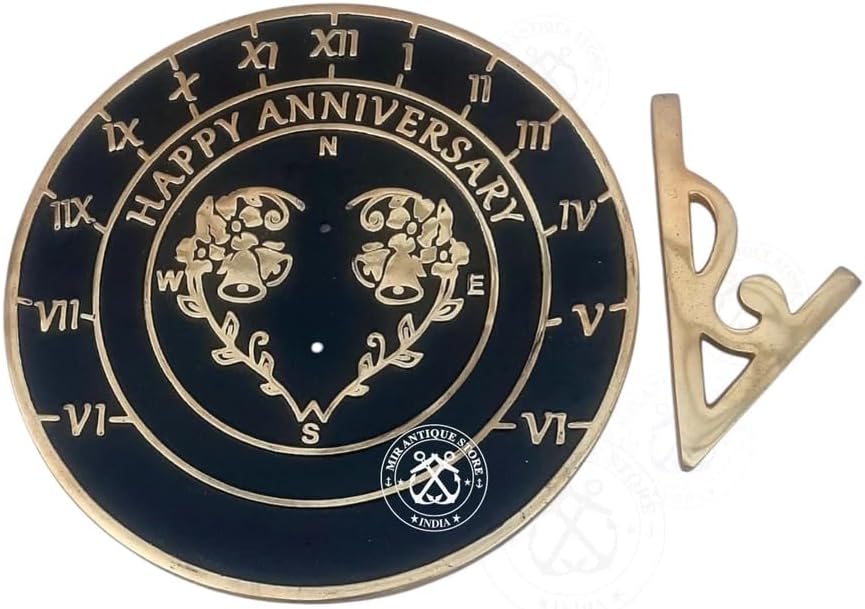 10'' Sundial Clock for Garden, Yard, or Outdoor Decorative Clock for Wedding Anniversaries and Special Occasions