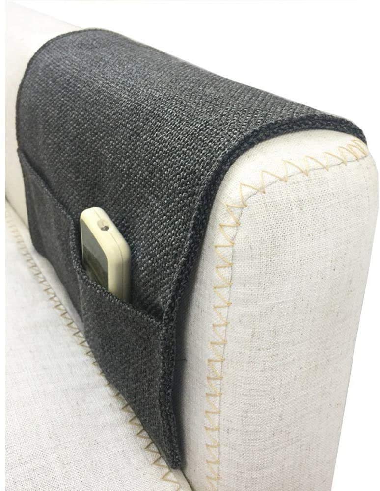 Durable Oxford Couch Sofa Armrest Organizer No-Slip Cloth Arm Chair Caddy Bedside Storage Pocket with 3 Pockets TV Remote Holder Bed Storage Bag for Cellphone Tablet Notepad Book Magazines DVD Gl