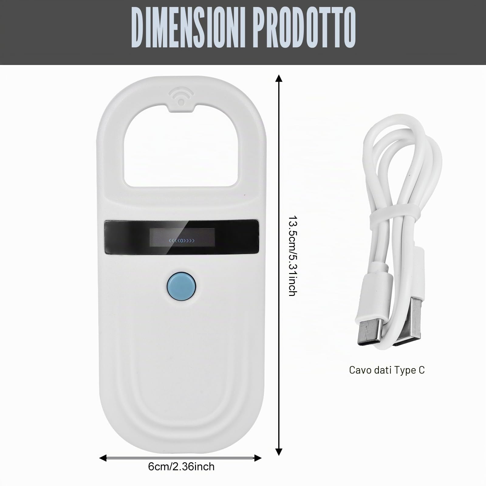 Aicharynic Lettore di chip per animali domestici,bianco,lettore di microchip per cani/gatti,lettore di microchip per animali domestici,scansione microchip per cani,scanner per animali domestici