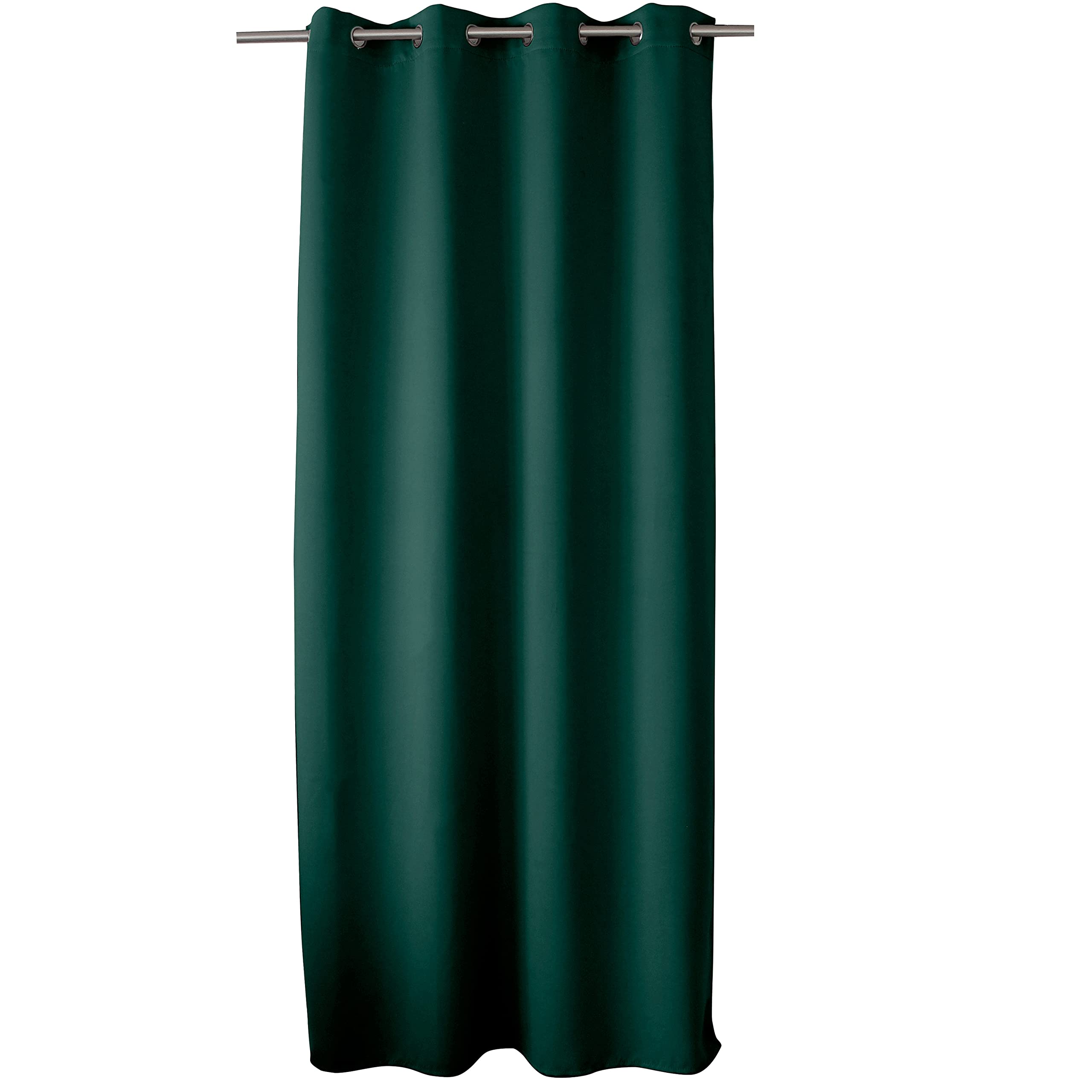 ED ENJOY HOME Rideau Occultant avec Œillets argentés, Vert Foncé, 140x240cm, 100% Polyester, Tissu Certifié Oeko-​TEX, Collection Réglisse