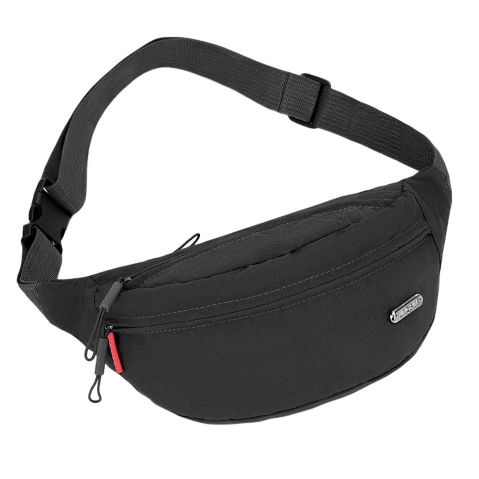 Hixingo Bum Bag for Men Women Waterproof, Bumbag Large with Zipper Lightweight Waist Pack with Adjustable Belt for Sports Running Hiking Walking Travel (Black,34x20x10cm)