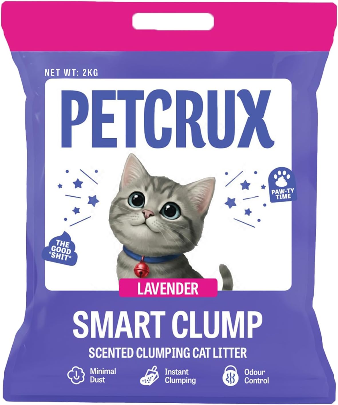 Smart Clump Cat Litter 2Kg 100% Natural Bentonite Odour Lock Lavender and Lemon Scented Clay Dust Free Trial or Travel or Single Pack Premium Absorbent Eco-Friendly Sand for all Breeds of Cats