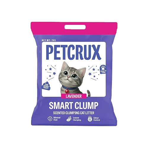 PetCrux Smart Clump Cat Litter 2Kg 100% Natural Bentonite Odour Lock Lavender and Lemon Scented Clay Dust Free Trial or Travel or Single Pack Premium Absorbent Eco-Friendly Sand for all Breeds of Cats