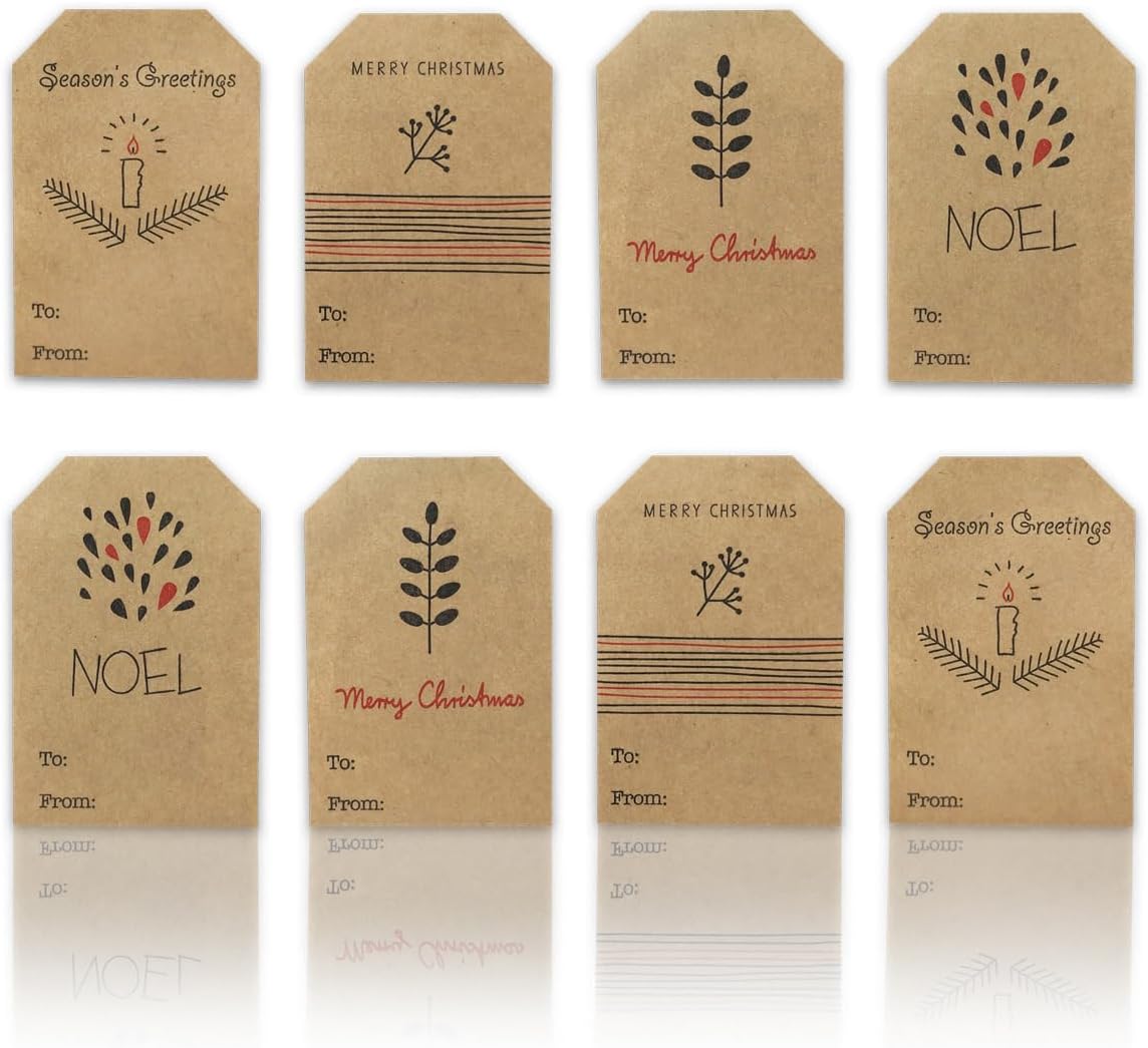 Boho Simple Christmas Gift Tags Holiday Present Stickers, 2 x 3, 25 Total Adhesive Labels