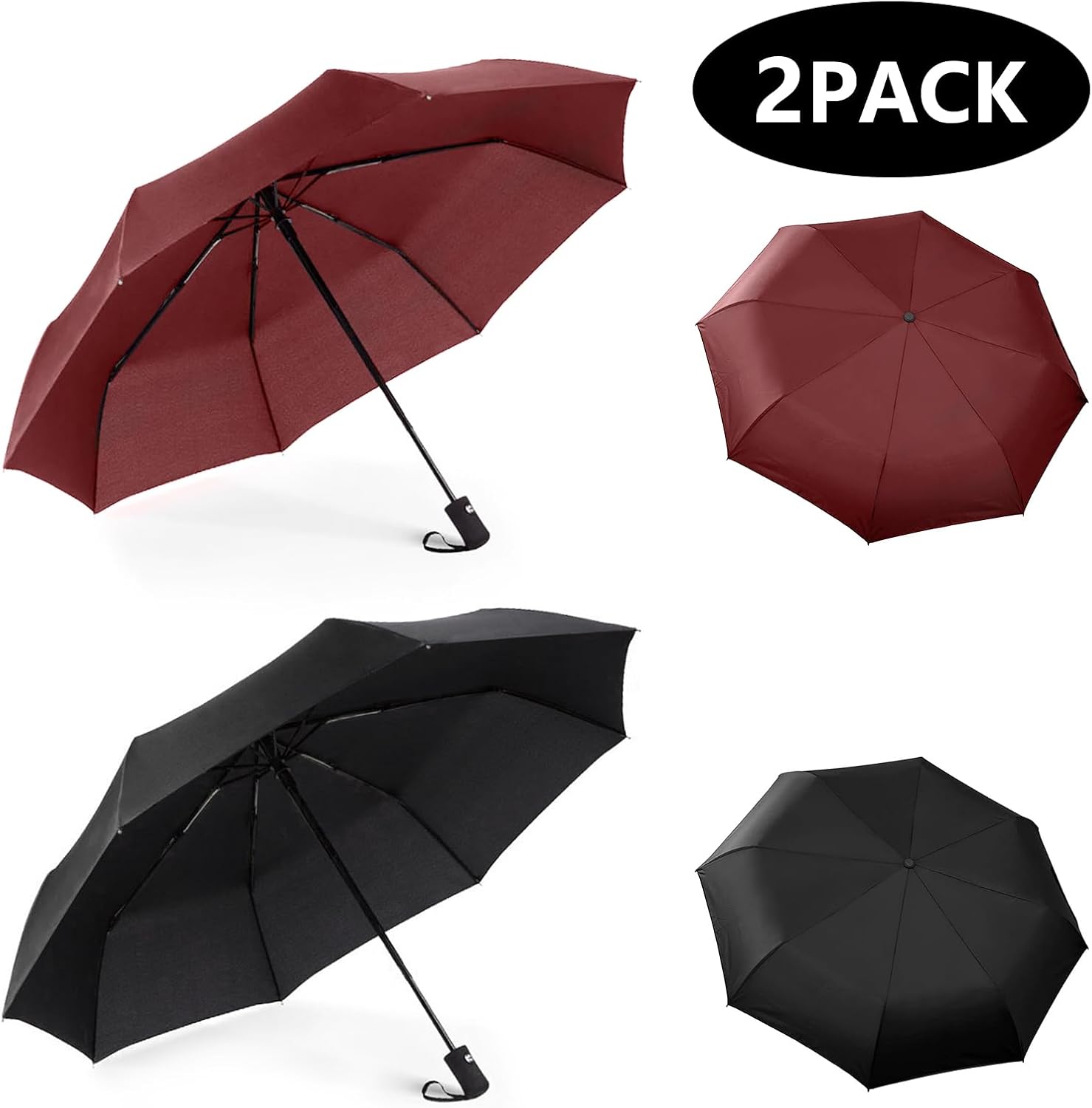 RONIARE 2 Packs Travel Umbrellas for rain Windproof Compact Umbrella Folding Small Strong and Portable Automatic Open and Close - Men and Women image 4