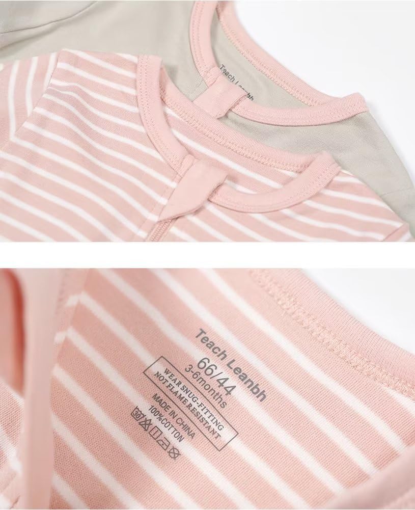 Teach Leanbh Toddler Baby Boys Girls 2-Pack Pajamas Cotton 2 Way Zipper Long Sleeve Footless Romper Sleep and Play - Image 2